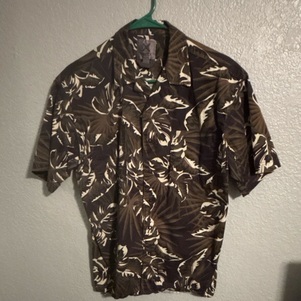 Men's Brown Leaf Print Shirt